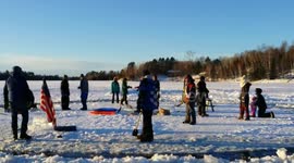 Ice Carousel, Merry-go-round on Frozen Minnesota Lake