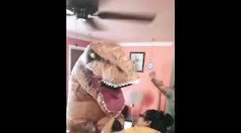 T-Rex and fan don't mix well.