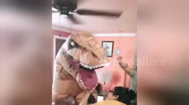 Newsflare Edit - T-Rex and fan don't mix well.