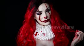 Make-up artist turns herself into 'IT Pennywise The Clown' with amazing body painting