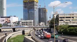 Highway and rail station in tel Aviv Israel