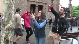 Spanish police skirmishing with voters at biggest polling place of Catalonia independence referendum