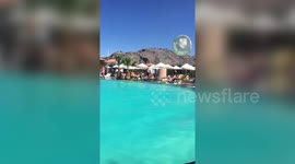 Shocking footage shows mini-tornado in hotel pool in Greece
