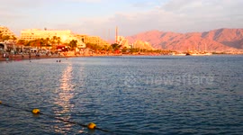 Eilat, a view on the red sea bay and the hotels