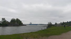 HUGE boat crossing the river