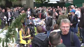 Tea and cakes cannabis party at Parliament yard, London, UK