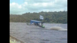 Guayana Francesa-Brasil. Crossing border by boat. Oyapock-Oiapoque. 2014