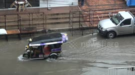 Chiang Mai night bazaar hit by heavy rain and floods