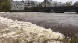 Cumbria river near bursting point after heavy rain