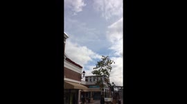 Jet plane fly over mall