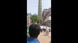 Devotees run as incredibly tall ‘tazia’ tower collapses during Muharram procession