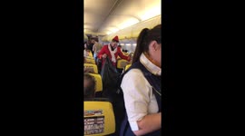 Stag collecting rubbish on Ryanair flight