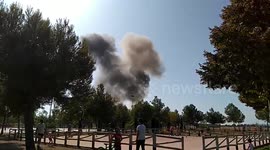 Aftermath of Eurofighter jet crash in Spain