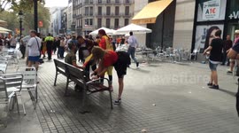 Panorama of Zurich Cafe after Barcelona's fascists fight