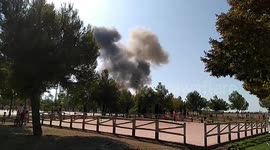 Aftermath of Eurofighter jet crash in Spain