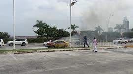 Taxi on Fire During Rush Hour in Panama City