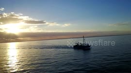 Drone footage of sardine fishing