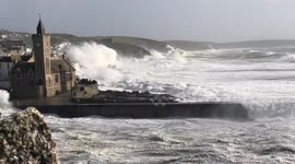 Massive waves batter Cornwall's Porthleven