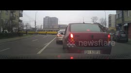 Reckless driveing. Red light and oncoming trafic.