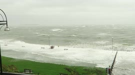 Hurricane Orphelia hits the promenade  in Salthill, Galway in Ireland.