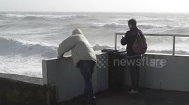 Drenched by a hurricane Ophelia wave