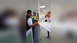 Man flashes MASSIVE boarding pass to airline staff