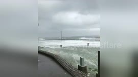 Newsflare Edit - Crazy waves and flooding in Galway ireland (hurricane)