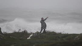 Couple takes selfies as Storm Ophelia hits Northern Ireland