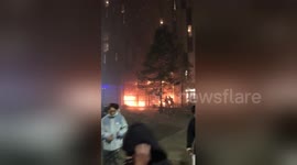 Terrifying moment Manchester students flee accommodation building on fire