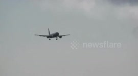Jet2 aircraft battles strong winds to land