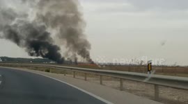 Drive shot past smoking F18 jet ruins