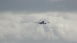 Jet2.com 737 lands in high winds at Leeds Bradford AIrport.
