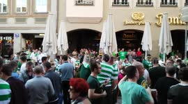 Celtic fans in the city centre of Munich ahead of #FCBCEL