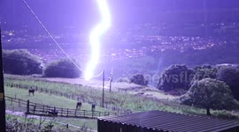 Close lightning strike caught on camera in Greater Manchester