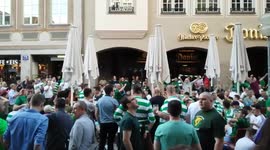 Celtic fans in the city centre of Munich ahead of #FCBCEL