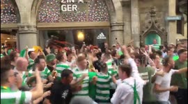 Lederhosen-clad Celtic fans drink beer in Munich ahead of Champions League clash