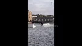 Wakeboarding jumps fail.