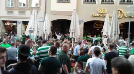 Celtic fans in the city centre of Munich ahead of #FCBCEL