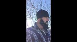 Ice fishing and breaking through the ice