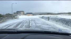 Irish coastal town gets covered in sea foam after Storm Ophelia