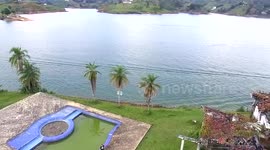 Drone view of the famous ranch of Pablo Escobar in Colombia