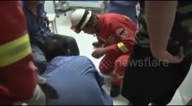 Chinese man gets electric drill stuck in his foot