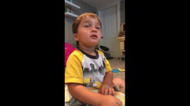 Sad, emotional toddler watching Ice Age: The Meltdown