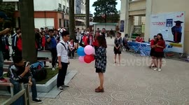Schoolgirl humiliated after asking out crush with balloons... and getting cruelly rejected
