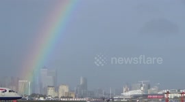 Beautiful rainbow precedes Storm Brian at London City Airport