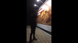 Student hit the glass on his head..