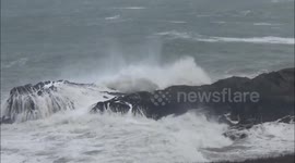 Rough sea at Port Isaac during Storm Brian