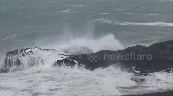 Rough sea at Port Isaac during Storm Brian