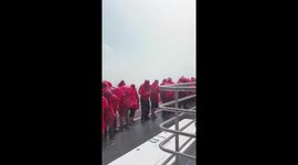 Niagara falls on the whistle blower getting soaked