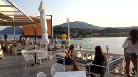 Airplane landing at Corfu airport Greece